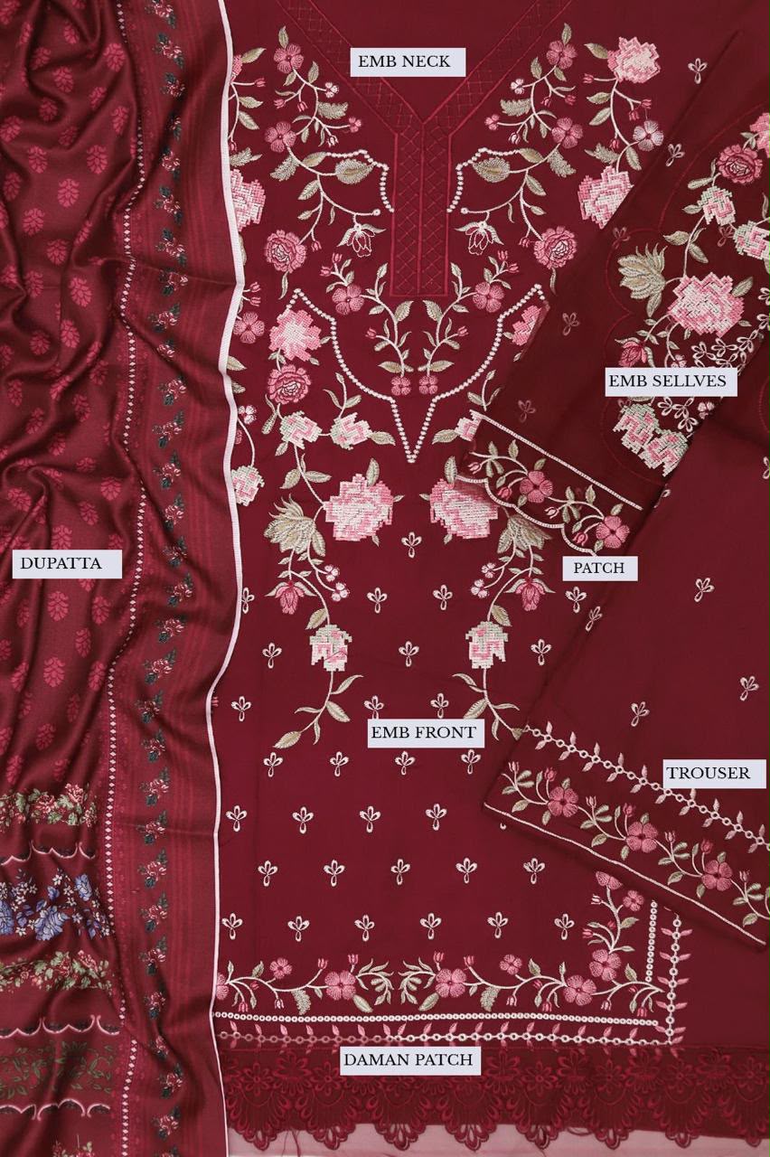 Riwaya Elegance – Embroidered Lawn 3PC